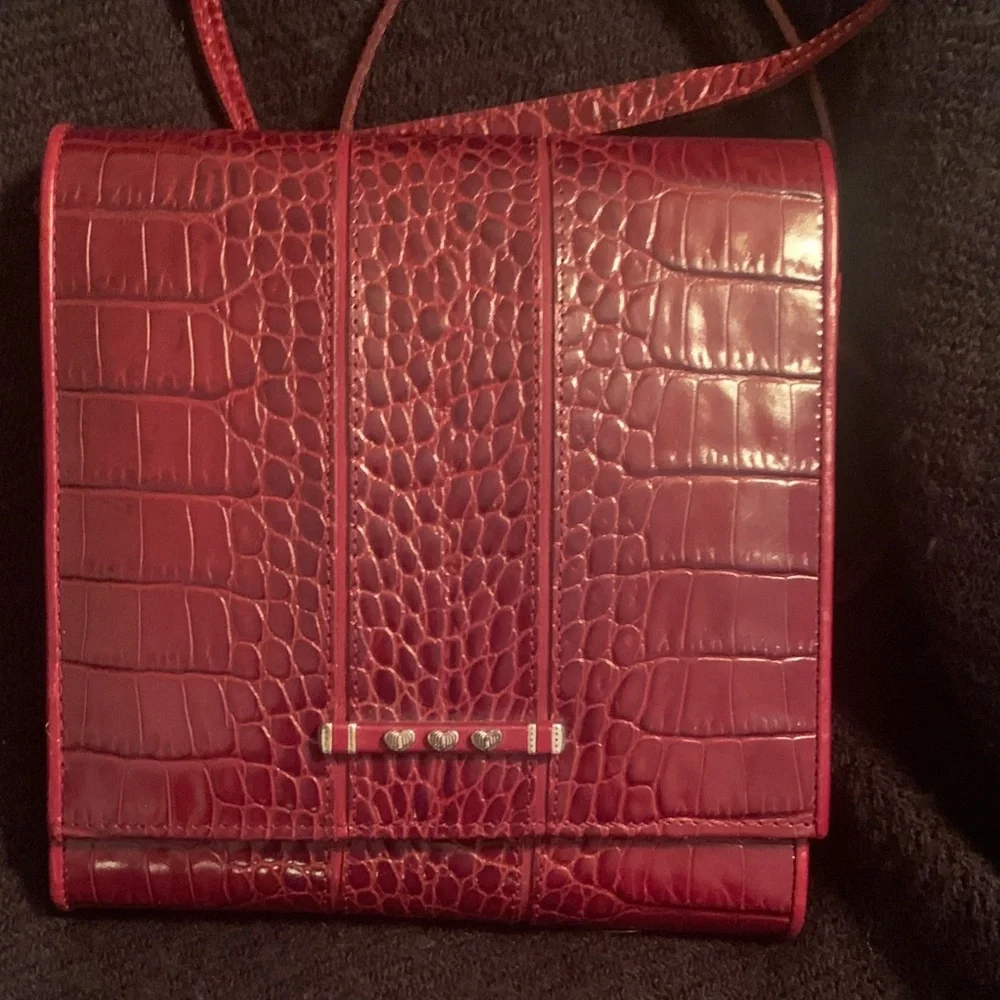 Brighton Red Crocodile Pattern Crossbody Bag - Picture 1 of 8